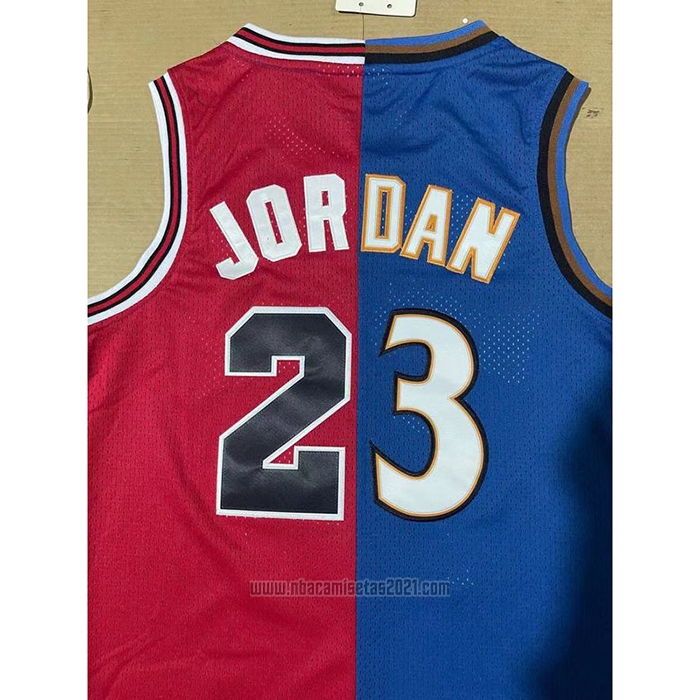 Camiseta Chicago Bulls Washington Wizards Michael Jordan #23 Split Azul Rojo